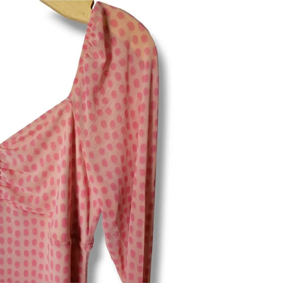 House of Aama for Target women's pink polka-dot sweetheart mesh lined midi dress - Picture 2 of 9